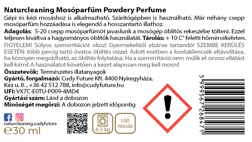 Naturcleaning Mosóparfüm Powdery Perfume 30 ml - Image 2