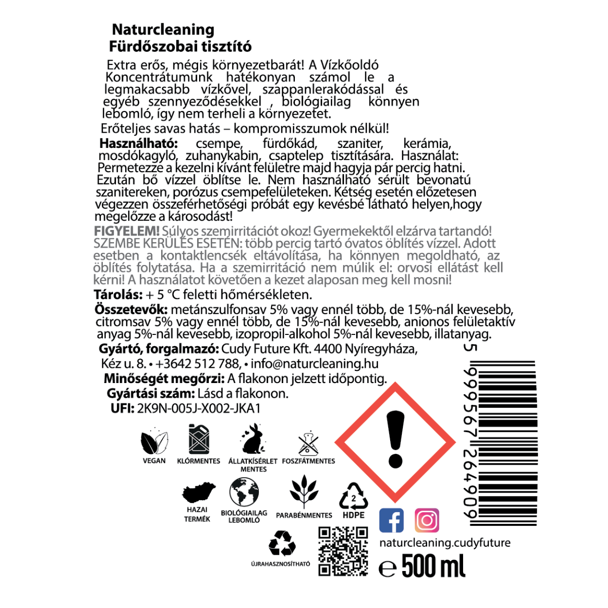 Naturcleaning Fürdőszobai tisztító 500 ml - Image 2
